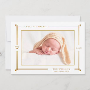Cartes Pour Fêtes Annuelles Elégante photo de la frontière dorée