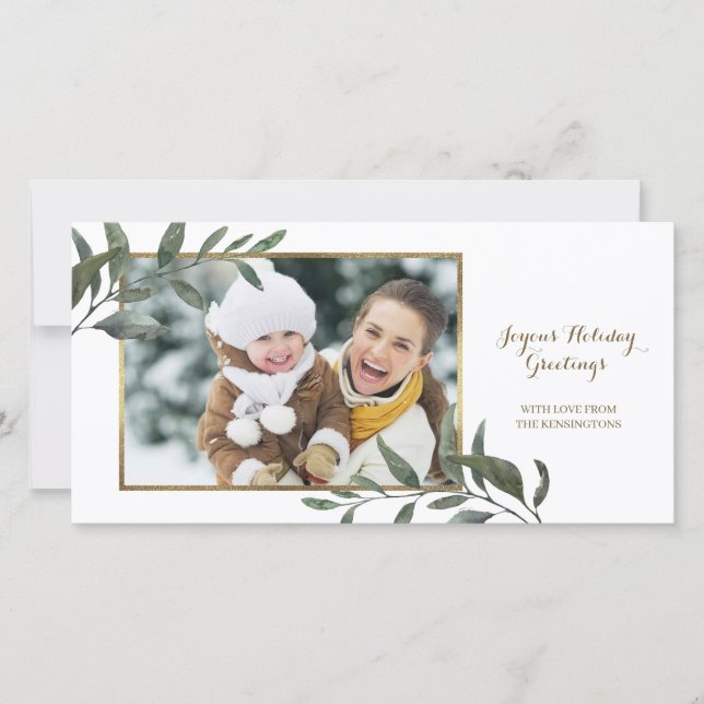 Cartes Pour Fêtes Annuelles Élégante photo de Noël des Fêtes Botaniques (Devant)