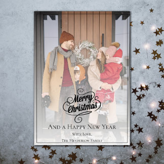 Cartes Pour Fêtes Annuelles Élégante photo de Noël | Noir