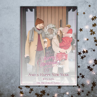 Cartes Pour Fêtes Annuelles Élégante photo de Noël | Rose