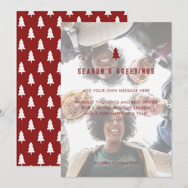 Cartes Pour Fêtes Annuelles Élégante photo d'entreprise Noël (Devant / Derrière)