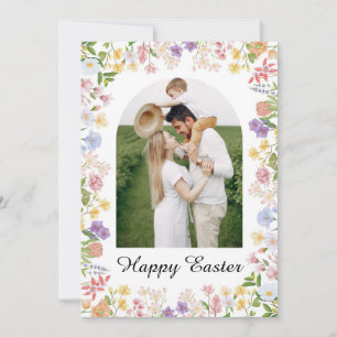 Cartes Pour Fêtes Annuelles Élégante Photo Florale Aquarelle Joyeuses Pâques