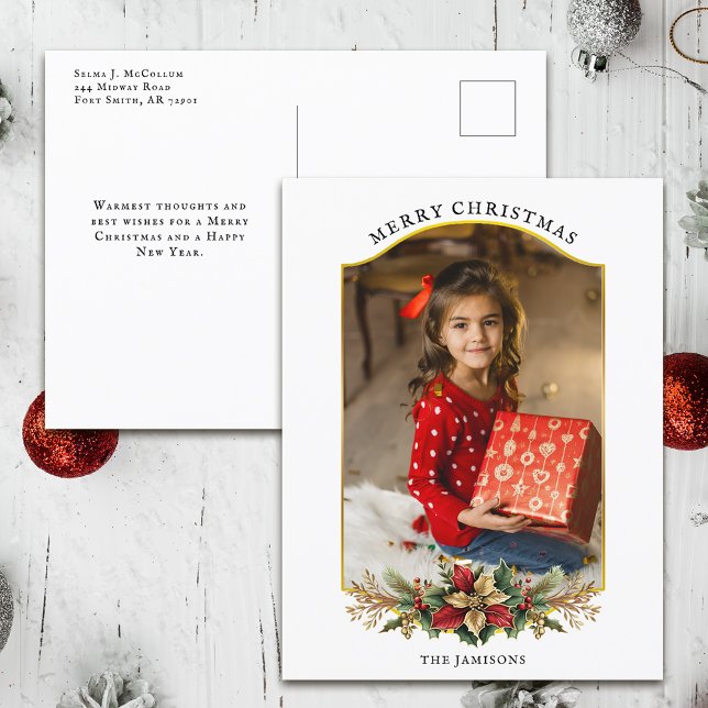 Cartes Pour Fêtes Annuelles Élégante photo florale de Noël (Créateur téléchargé)