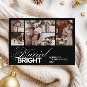 Cartes Pour Fêtes Annuelles Élégante photo minimaliste mariée et brillante