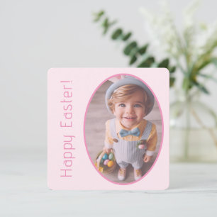 Cartes Pour Fêtes Annuelles Elégante Photo personnalisée Pink clair Joyeux Pâq