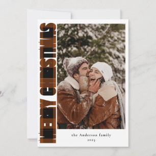 Cartes Pour Fêtes Annuelles Elégante photo Rustique Plaid Joyeux Noël