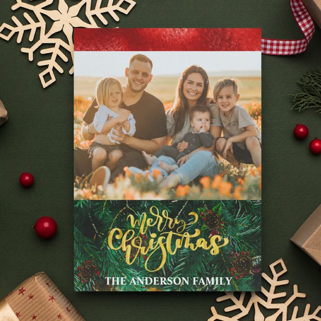 Cartes Pour Fêtes Annuelles Élégante photo tendance Script manuscrit Noël (Créateur téléchargé)