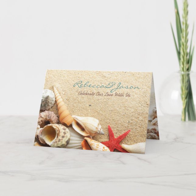 Cartes Pour Fêtes Annuelles élégante plage de sable de mer (Devant)