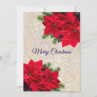 Cartes Pour Fêtes Annuelles Élégante Poinsettia de Noël Pailletée d'Or, person