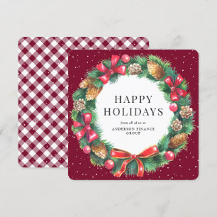 Cartes Pour Fêtes Annuelles Elégante Red Christmas Wreath Entreprise