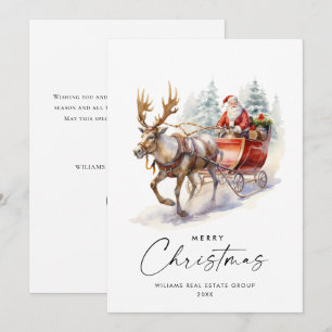 Cartes Pour Fêtes Annuelles Élégante Santa Claus Christmas Deer Corporate