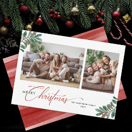 Cartes Pour Fêtes Annuelles Élégante typographie de Noël 2 Photos
