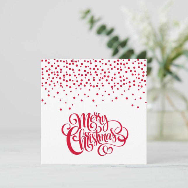 Cartes Pour Fêtes Annuelles Élégante typographie de script rouge & Noël Confet (Debout devant)