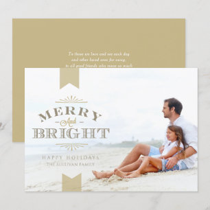 Cartes Pour Fêtes Annuelles Élégante typographie or Joyeux et brillant photo
