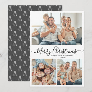 Cartes Pour Fêtes Annuelles Élégante typographie Rustique 3 Multi Photo Noël