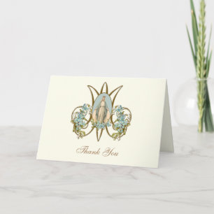Cartes Pour Fêtes Annuelles Élégante Vierge Marie Religieuse Catholique Floral