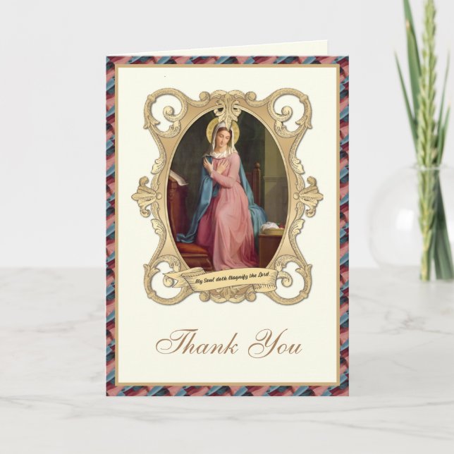 Cartes Pour Fêtes Annuelles Élégante Vierge Marie Religieux Catholique Floral (Devant)