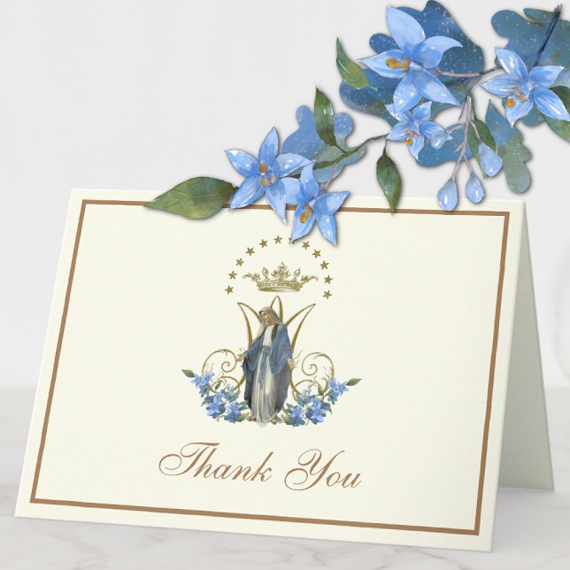 Cartes Pour Fêtes Annuelles Élégante Vierge Marie Religieux Catholique Floral  (Créateur téléchargé)