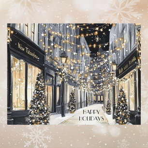 Cartes Pour Fêtes Annuelles Élégantes Aquarelles Noir Or Joyeuses Fêtes
