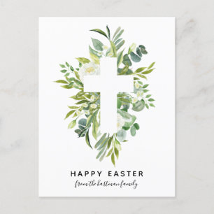 Cartes Pour Fêtes Annuelles Elégantes fleurs d'aquarelle et traverser Pâques
