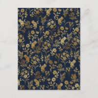 Élégantes Fleurs d'or Bleu Botanique