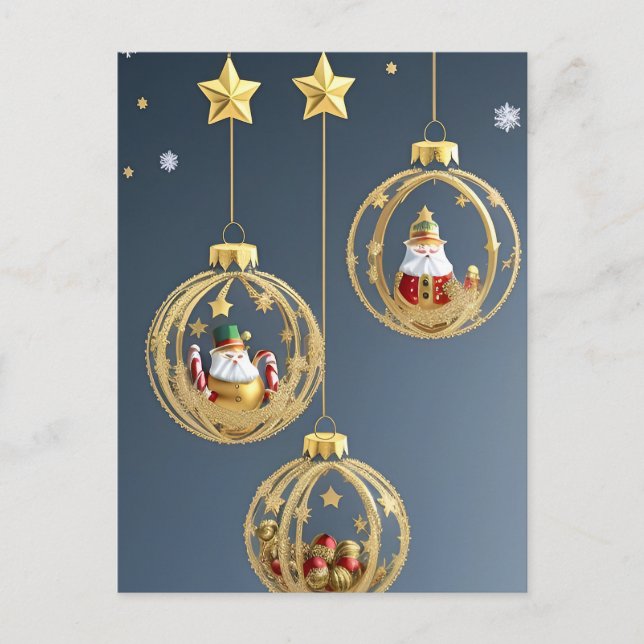Cartes Pour Fêtes Annuelles Élégants ornements de Noël (Devant)