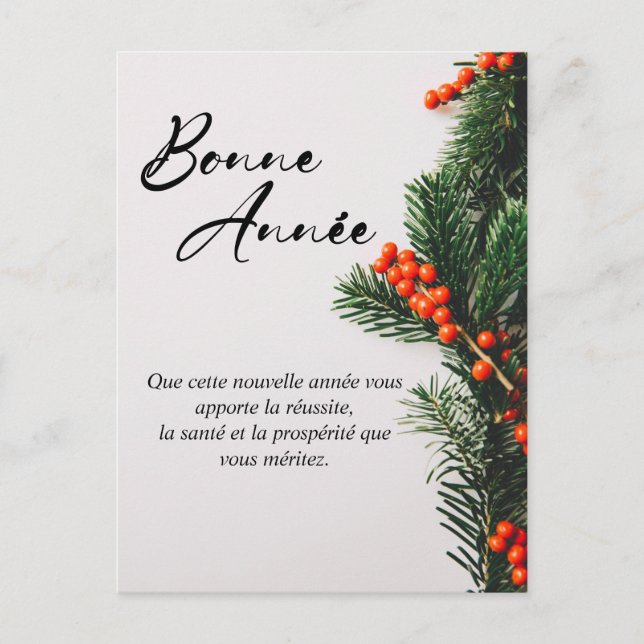 Cartes Pour Fêtes Annuelles Elégants voeux du Nouvel An Français (Devant)