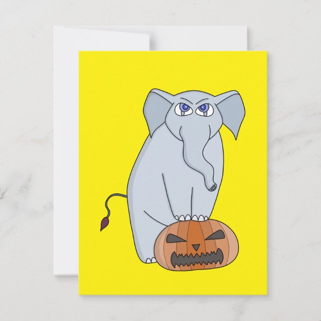 Cartes Pour Fêtes Annuelles Éléphant Citrouille (Devant)