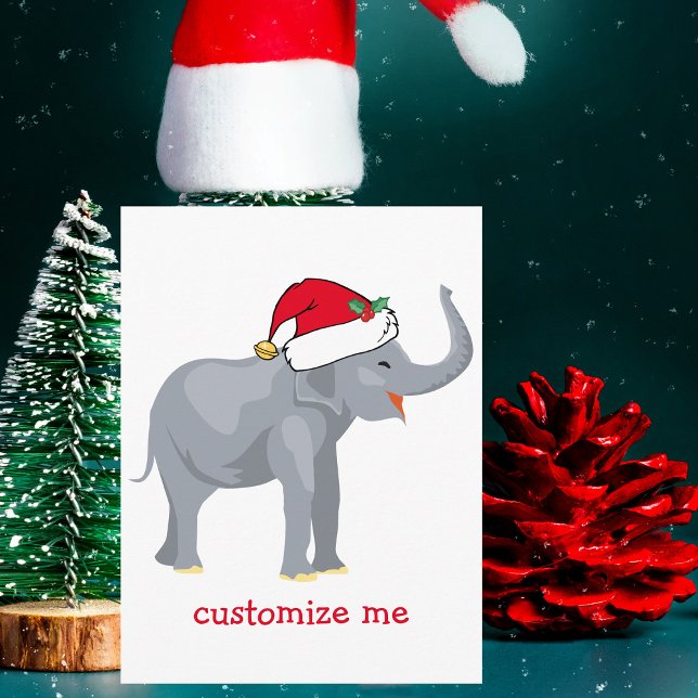 Cartes Pour Fêtes Annuelles Elephant de Noël Père Noël Cute (Créateur téléchargé)