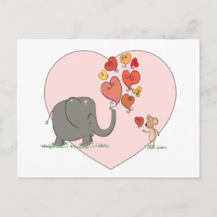 Cartes Pour Fêtes Annuelles éléphant et souris mignons valentine amour vecteur