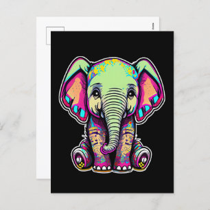 Cartes Pour Fêtes Annuelles Eléphant mignon assis illustration numérique
