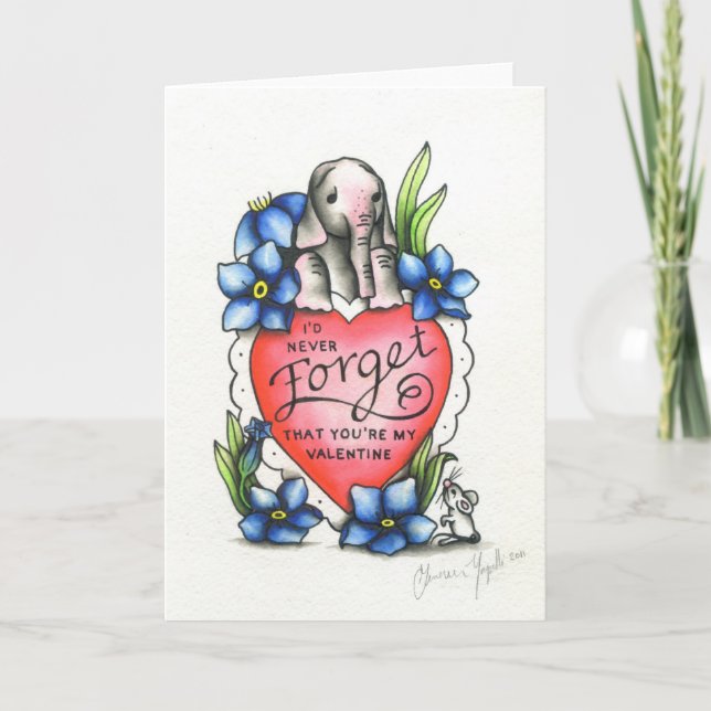 Cartes Pour Fêtes Annuelles Elephant Valentine (Devant)