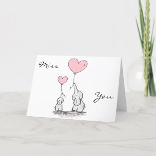 Cartes Pour Fêtes Annuelles Eléphants avec coeur