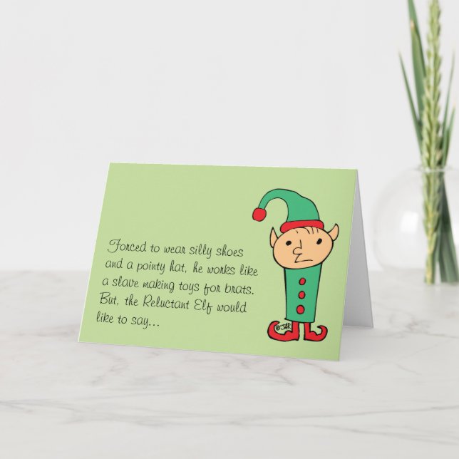 Cartes Pour Fêtes Annuelles Elf réticent (Devant)