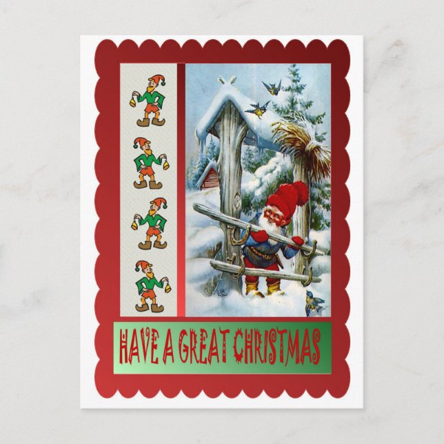Cartes Pour Fêtes Annuelles Elfe à la porte (Devant)