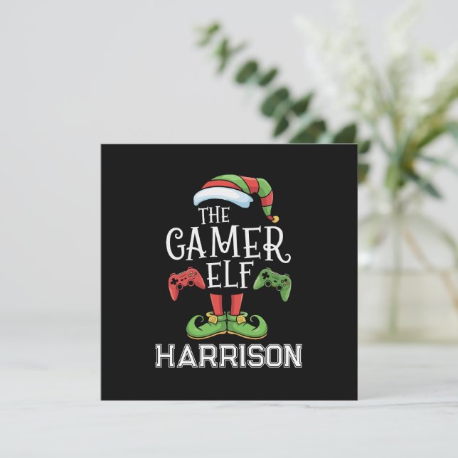 Cartes Pour Fêtes Annuelles Elfe de jeu vidéo personnalisé pour Noël (Debout devant)