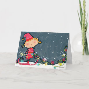Cartes Pour Fêtes Annuelles Elfe de Noël brillant