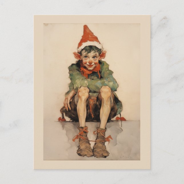 Cartes Pour Fêtes Annuelles Elfe de Noël expressionniste 1 (Devant)