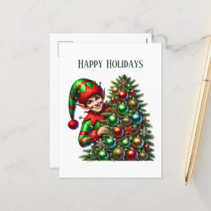 Cartes Pour Fêtes Annuelles Elfe de Noël festif ajouter le message