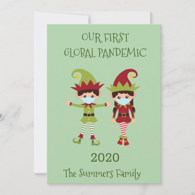 Cartes Pour Fêtes Annuelles Elfe de Noël Notre première pandémie mondiale 2020 (Devant)