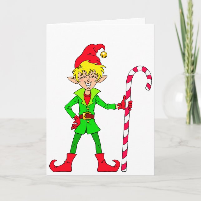 Cartes Pour Fêtes Annuelles Elfe de Noël souriant (Devant)