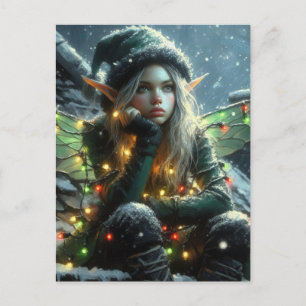 Cartes Pour Fêtes Annuelles Elfe Fée Avec Lumières De Noël