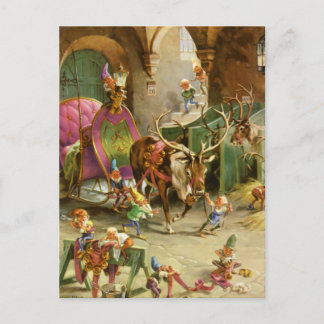 Cartes Pour Fêtes Annuelles Elfes du Père Noël à l'atelier sur le pôle Nord de