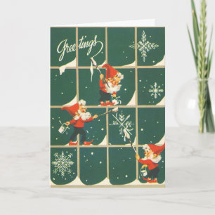 Cartes Pour Fêtes Annuelles Elfes gelées vintages