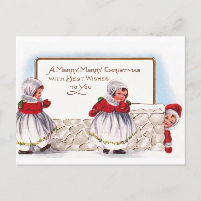 Cartes Pour Fêtes Annuelles Ellen H. Clapsaddle - Trois Petites Filles De Noël (Devant)