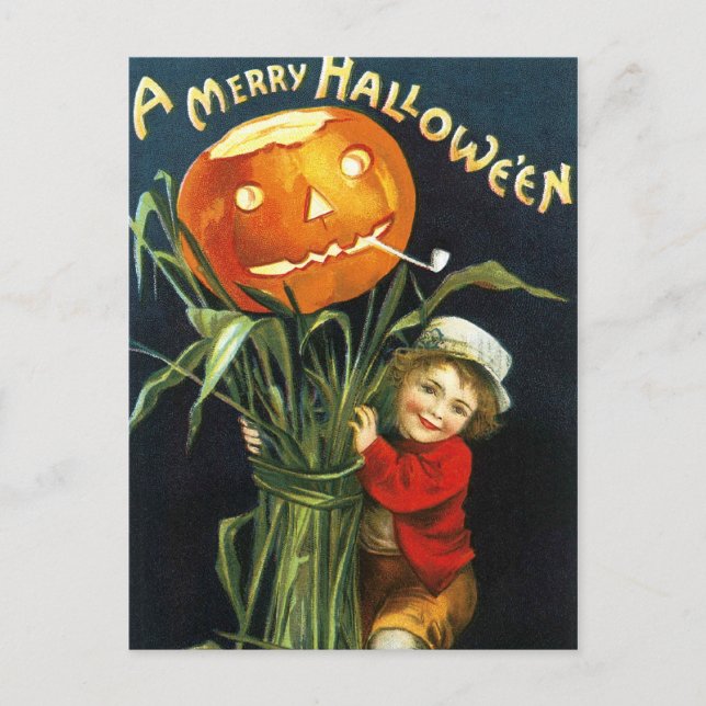 Cartes Pour Fêtes Annuelles Ellen H. Clapsaddle : Un joyeux Halloween (Devant)