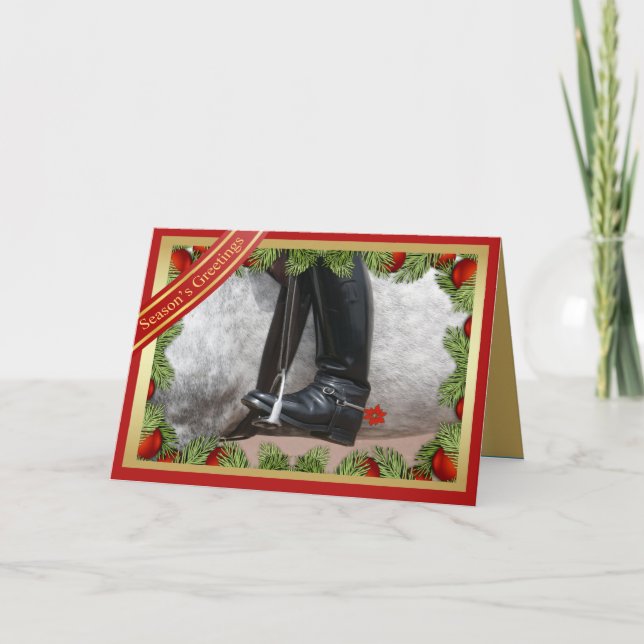 Cartes Pour Fêtes Annuelles Embarcadère équestre Boots Horse Season's Greet Ca (Devant)