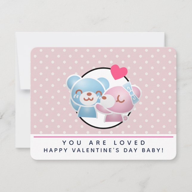 Cartes Pour Fêtes Annuelles Embrasser les ours avec les Coeurs d'Amour (Devant)
