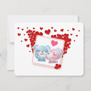 Cartes Pour Fêtes Annuelles Embrasser les ours avec les Coeurs d'Amour