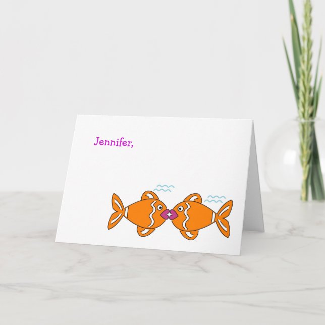 Cartes Pour Fêtes Annuelles Embrasser les poissons Valentine Love Card (Devant)